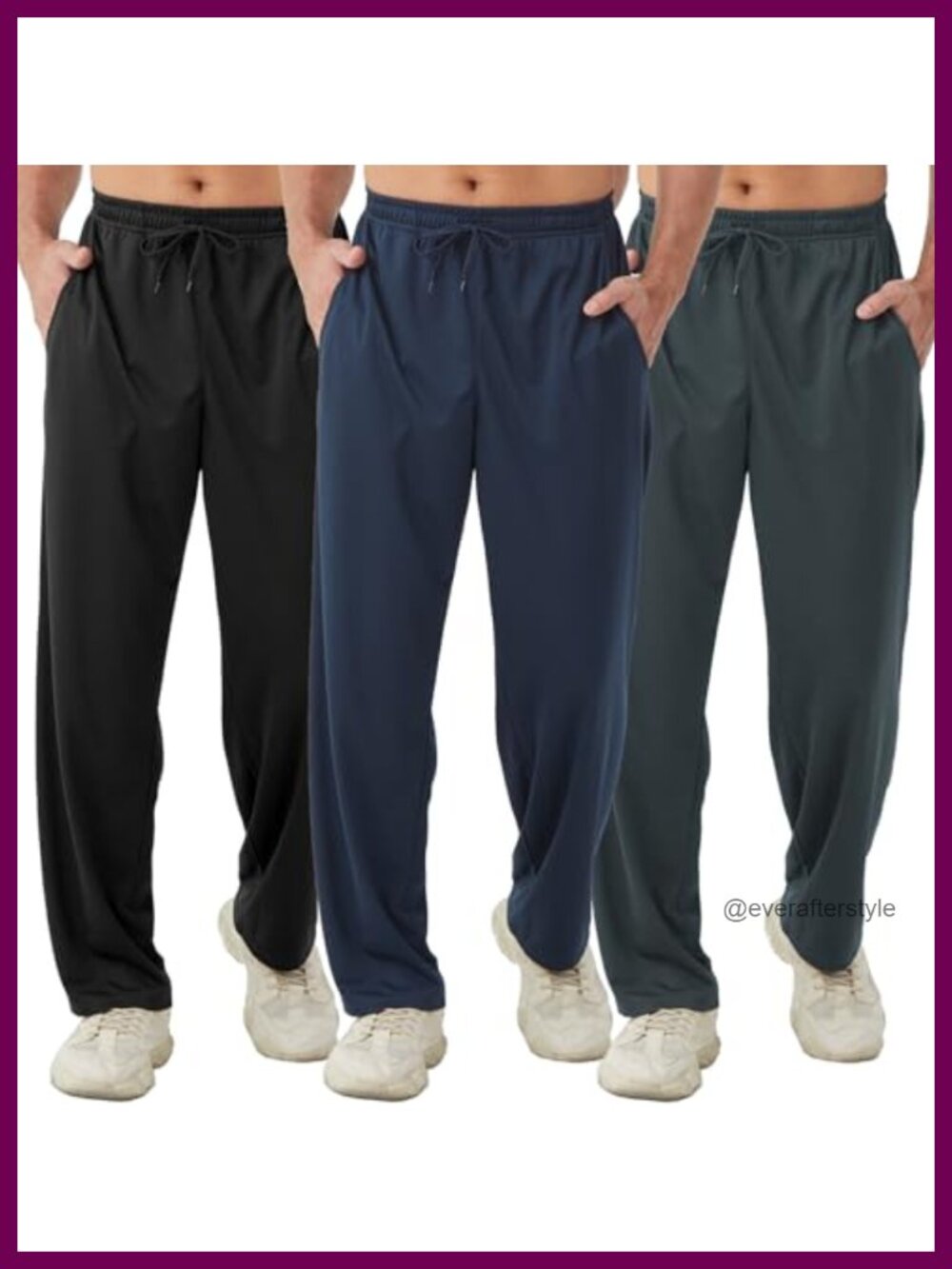 3 Pack Men's Lightweight Sweatpants Open Bottom Athletic Pants with Pockets